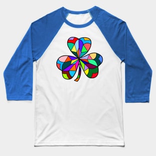 Stained Glass Rainbow Irish Clover Baseball T-Shirt